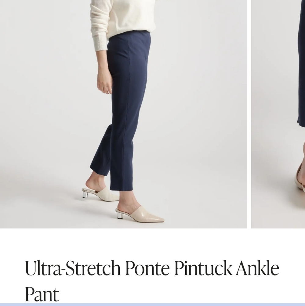 Quince Ultra Stretch Ponte Pintuck Ankle Pants Black Last Few Pairs - Picture 2 of 6